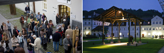 Künstler eines Bildhauersymposiums vor der Kulturwerkstatt HAUS 10