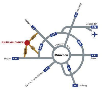 Landkarte: Flughafen + Autobahnanbindungen